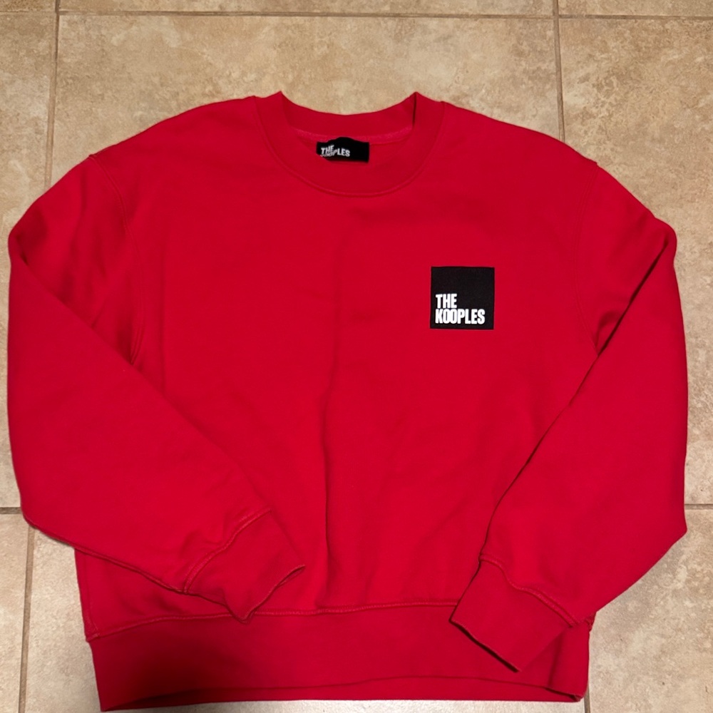 The Kooples Red Crewneck Sweatshirt with Chest Logo size S